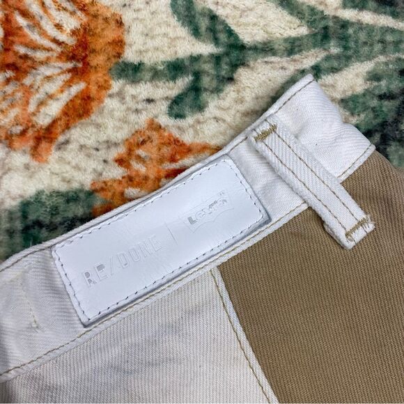RE/DONE x Levi’s Patched Denim Shorts Size 23 high rise white tan vintage - Picture 7 of 9